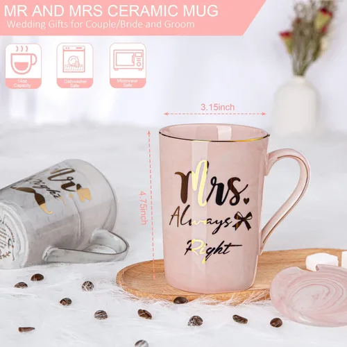 Miniatura 2 de Biching Regalos de despedida de soltera para recién casados, regalos de compromiso para parejas - Juego de regalo de taza de café de cerámica