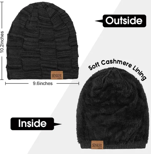 Miniatura 3 de 2 Pack Slouchy Beanie Winter Hats for Men and Women, Thick Warm Oversized Knit Cap