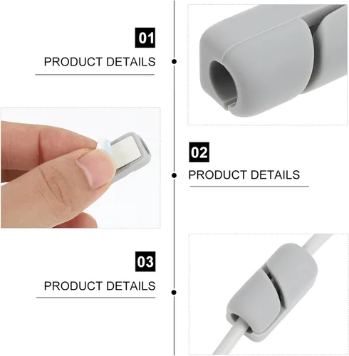 Miniatura 8 de Organizador de clips de cable, 20 unidades, autoadhesivos, gestión de cables, abrazaderas fijas para coche, oficina, hogar, escritorio, TV