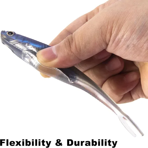 Miniatura 6 de Dr.Fish Señuelos de plástico suave, cebos de cola de horquilla suaves, cebos de natación suaves Jerk Shad de 3 a 4-3/4 pulgadas, cebos de pesca