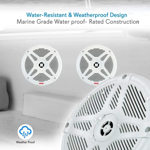 Miniatura 3 de Pyle Altavoces marinos de 6.5 pulgadas, par de altavoces coaxiales de 2 vías a prueba de agua Sistema de sonido estéreo de audio con soporte