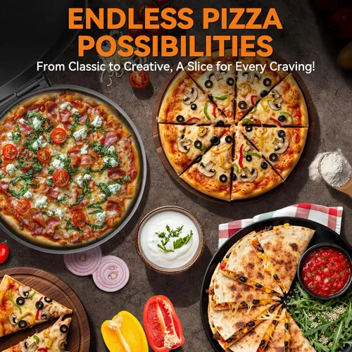 Miniatura 2 de Baker's Friend Máquina eléctrica de pizza para encimera, máquina para hacer pizza de 12 pulgadas para el hogar, máquina de quesadillas, placas