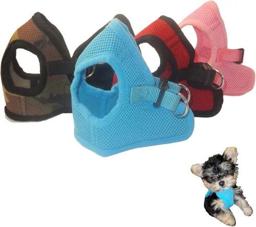 Miniatura 16 de Arnés para perros de malla suave, cómodo para razas pequeñas, cachorros, juguetes, de 2 a 16 lb, en color rosa bebé, azul, negro, rojo, camuflado