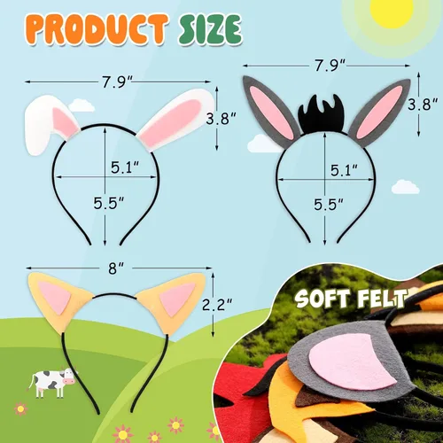 Miniatura 3 de CiyvoLyeen Puppy Dog, Farm Animals Ear Headbands, for Birthday Party Decoration, Zoo Farmhouse Birthday Party Favors Supplies