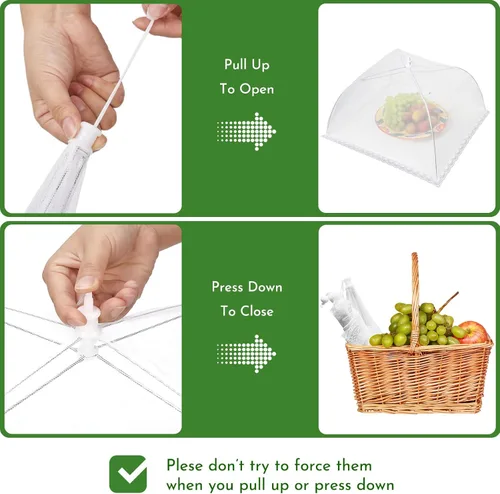 Miniatura 5 de Cubiertas de malla para alimentos para exteriores, paquete de 9 unidades, 1 extra grande de 40 x 24 pulgadas y 8 grandes de 17 x 17 pulgadas
