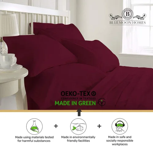 Miniatura 2 de Bluemoon Homes - Juego de sábanas de 4 piezas de lujo de 1000 hilos con acabado italiano 100% algodón egipcio, se adapta a colchones de hasta 18