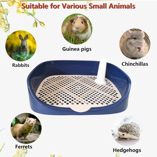 Miniatura 7 de Tfwadmx Caja de arena para conejillos de indias, bandeja de esquina rectangular para inodoro de animales pequeños, para hurón, chinchilla