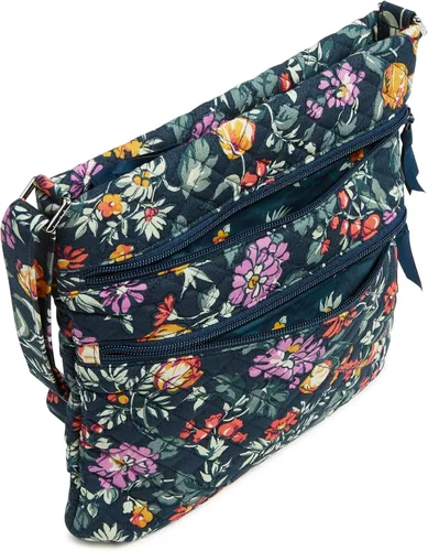 Miniatura 4 de Bolso cruzado hipster de algodón con triple cremallera para mujer