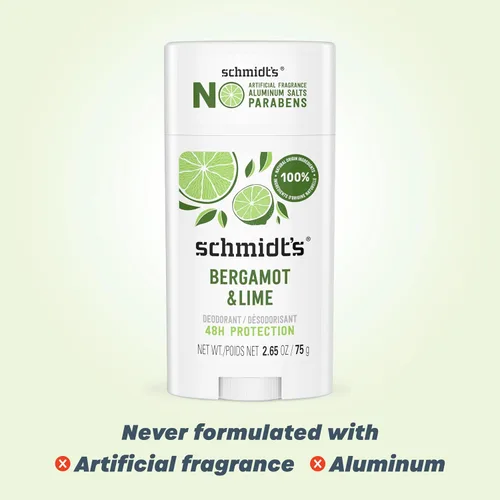 Miniatura 3 de Schmidt's Desodorante vegano sin aluminio, bergamota y lima, 4 unidades para mujeres y hombres, con protección contra olores las 24 horas