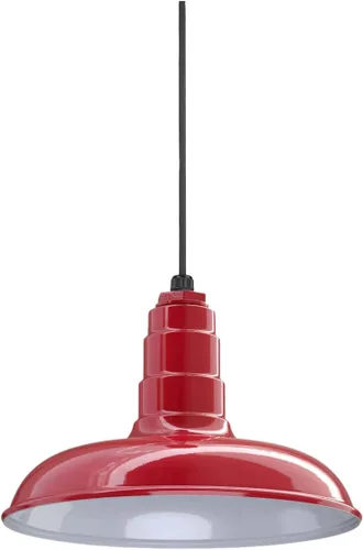 Miniatura 42 de Steel Lighting Co. Malibu - Lámpara colgante Montaje en techo Domo de 14 pulgadas vástago de 12 pulgadas Estilo de granja de acero Rojo