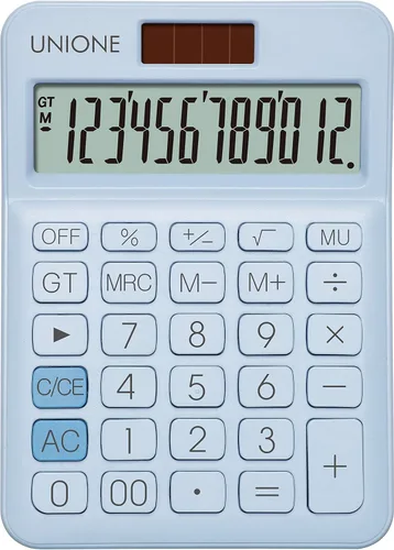 Miniatura 11 de UNIONE Calculadora Panda con LCD brillante, escritorio portátil de doble alimentación. Color. Negocios, oficina, escuela secundaria... (beige)