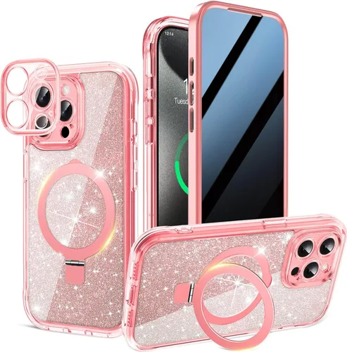 Miniatura 11 de Funda magnética de privacidad para iPhone 17 Pro Max [Cartulina con purpurina para bricolaje] [Soporte magnético invisible] Protector de pantalla
