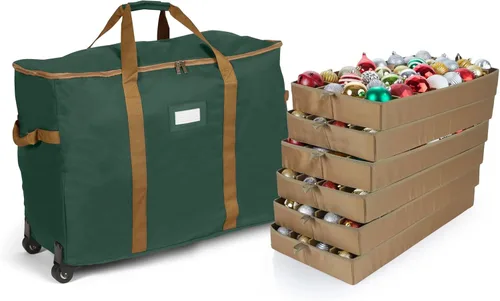 Miniatura 12 de Covermates Keepsakes Bolsa de almacenamiento ajustable para adornos, poliéster resistente, separadores acolchados y bandejas FlexGrid, organizador