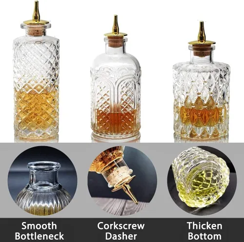 Miniatura 3 de SuproBarware Botella amargo para cócteles – Botellas de vidrio Dasher con tapas de tablero, ideal para camarero, bar en casa
