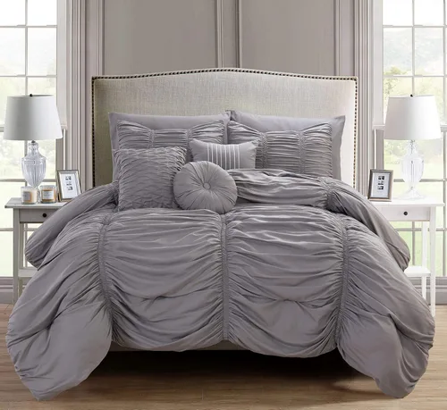 Elegant Comfort El juego de edredón plisado de 10 piezas más suave y acogedor, con volantes fruncidos con almohadas decorativas y sábana bajera con