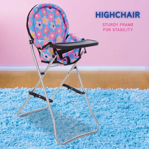 Miniatura 6 de Juego de cama y asiento de bebé, juego de bebé, accesorios para muñecas de bebé, bolsa de pañales para silla alta, juego de rol, juego de rol