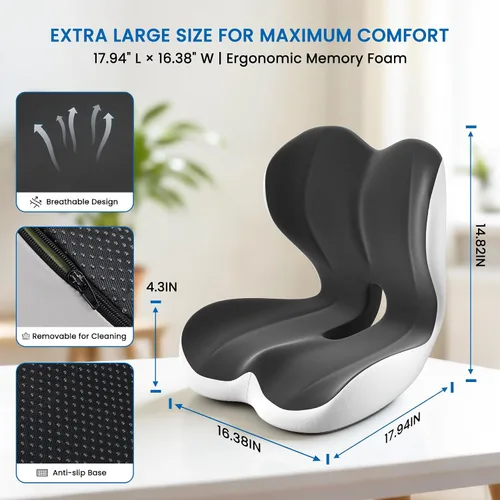 Miniatura 2 de Cojín para asiento de automóvil que reduce la presión de la ciática, la espalda y el coxis Hollow Design for Coccyx, Double-Sided Anti-Slip