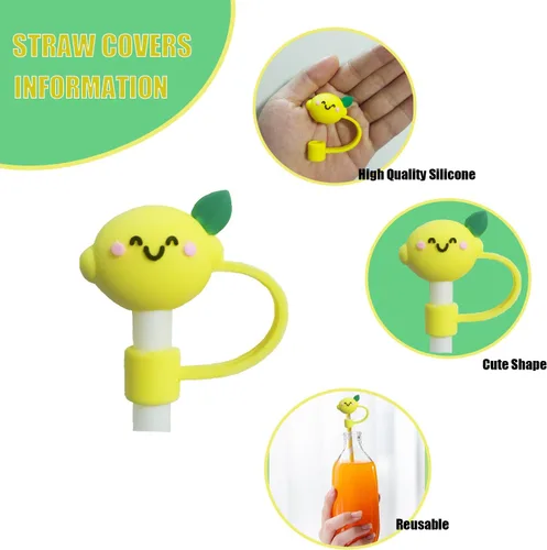 Miniatura 3 de 8 piezas lindas cubiertas de pajita de 10 mm con tapa para vaso Stanley, tapas de pajita de silicona compatibles con vasos Stanley de 30 y 40 oz