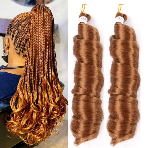 Miniatura 21 de Cabello rizado francés trenzado para trenzas de caja, 8 paquetes de 12 pulgadas, 3.00 oz/paquete, cabello trenzado de onda suelta, extensiones