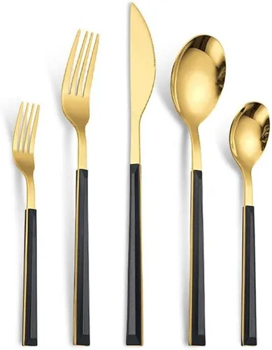 Miniatura 12 de Juego de cubiertos de acero inoxidable de 20 piezas, tenedores, cucharas, servicio para 4, juego de vajilla para comer en casa, incluye tenedor