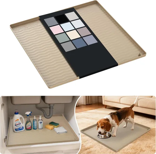 Miniatura 47 de URMONA Tapete de silicona impermeable para debajo del fregadero, 34 x 22 pulgadas, forro para estante de cocina y baño, protector de gabinetes