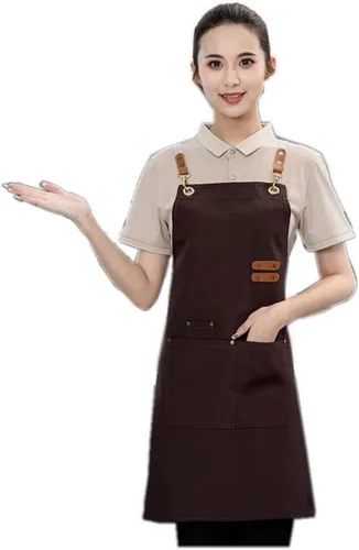 Miniatura 16 de Delantal de chef de lona, delantal de espalda cruzada para hombres y mujeres con correas ajustables y bolsillos grandes, delantal de lona