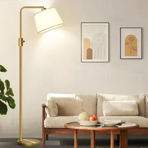 Miniatura 10 de Nintiue Lámpara de pie dorada regulable, bombilla LED Edison de 1000 lm incluida, lámparas de pie de arco para sala de estar con base de mármol