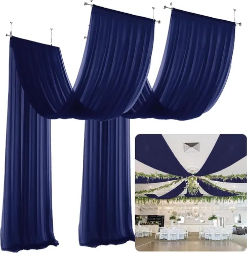Miniatura 9 de Cortinas de techo verdes para cortinas de boda para techo, tela drapeada, 2 paneles de 5 x 20 pies, cortinas de tela para cortinas de arco de boda
