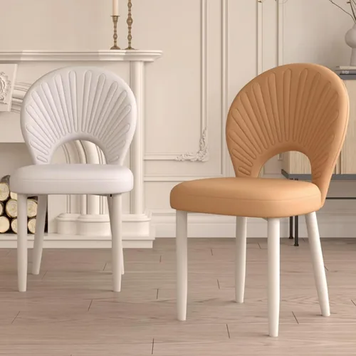Miniatura 3 de Upholstered Kitchen Chairs Set, Dining Room Chair with Leather Cushion Seat, Lobby Chair with Metal Leg for Kitchen Living Room White