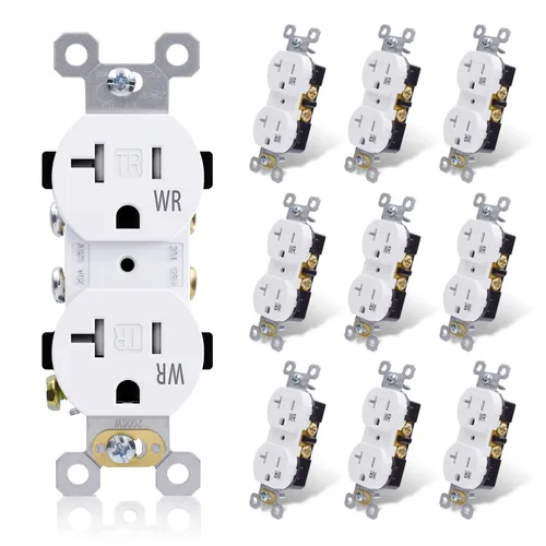 ELEGRP Receptáculo dúplex de 20 amperios y 125 V, toma de corriente eléctrica estándar, resistente a manipulaciones TR y resistente a la intemperie