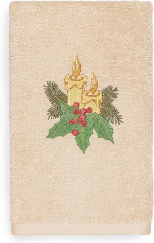 Miniatura 38 de Toalla de mano bordada de lujo 100% algodón turco, racimo de acebo de Navidad
