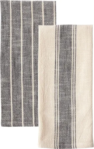 Miniatura 6 de KAF Home - Toalla de cocina natural rústica de estilo granja 100% algodón, 18 x 28 pulgadas Suave y absorbente (negro, juego de 4)
