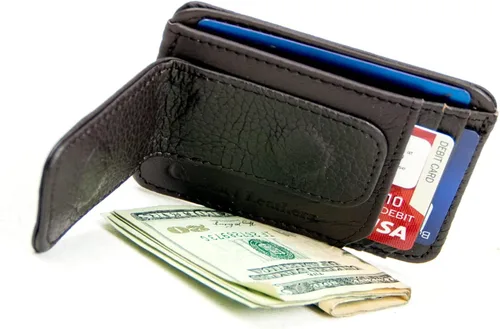 Miniatura 27 de Goson Cartera de cuero con clip para dinero para hombre, billetera de bolsillo frontal, tarjetero de crédito, cartera minimalista delgada