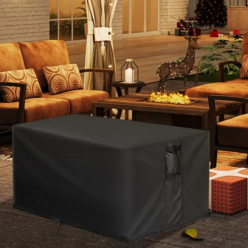 Miniatura 7 de Cubierta rectangular para hoguera, fundas rectangulares de 32 pulgadas, cubierta de mesa impermeable para fogata de gas, 32 x 20 x 16 pulgadas