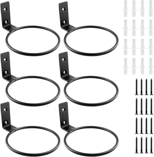 Miniatura 12 de Jiozermi Paquete de 2 anillos para macetas de 4 pulgadas, soporte de maceta montado en la pared, uso en interiores, negro mate, capacidad de 40