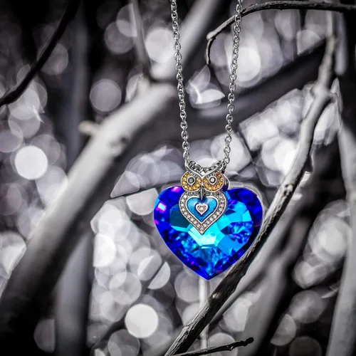Miniatura 3 de J.NINA Blue Heart Necklaces for Women, Cute Animal Pendant Necklace for Woman,Butterfly Necklace & Owl Necklace with Crystal from Austria, Birthday