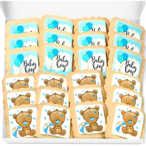 Paquete de 24 galletas para baby shower, mesa de postre y recuerdos de fiesta decorados individualmente envueltos en galletas de azúcar