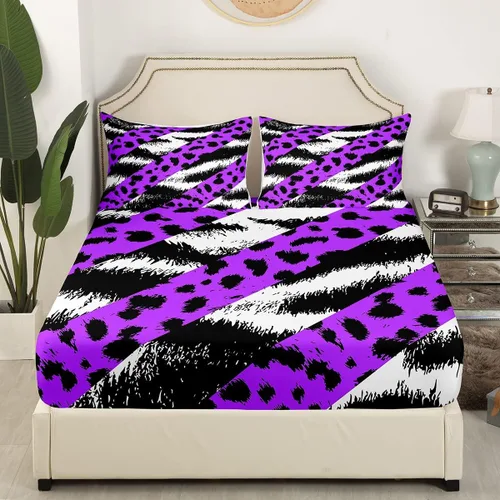 Miniatura 13 de Juego de sábanas con estampado de manchas de piel de cheetah abstracto, sábana bajera tamaño individual para niños, niñas y mujeres, decoración