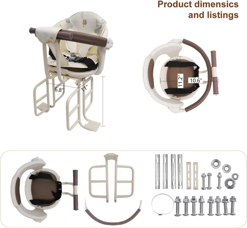 Miniatura 3 de Asiento de bicicleta para niños, asiento trasero de bicicleta de bebé, asiento trasero para niños, soporte de seguridad para bicicleta de adulto