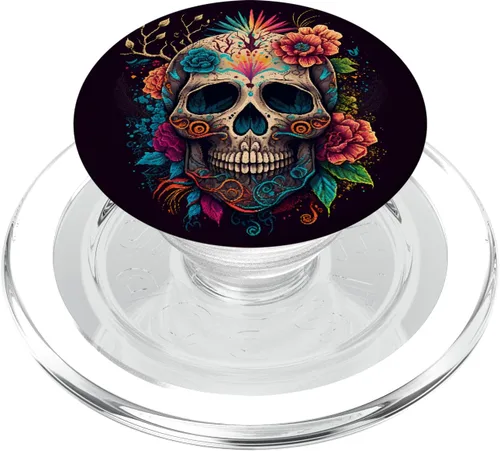 Miniatura 8 de PopSockets de flores de calavera de azúcar intercambiables PopGrip