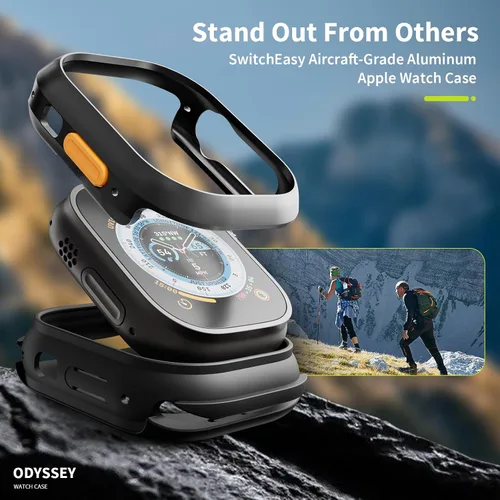 Miniatura 7 de SwitchEasy Odyssey - Funda de aluminio de grado aeronáutico para Apple Watch Series 9/8/7 de 1.614 in, con parachoques interior que absorbe los Azul