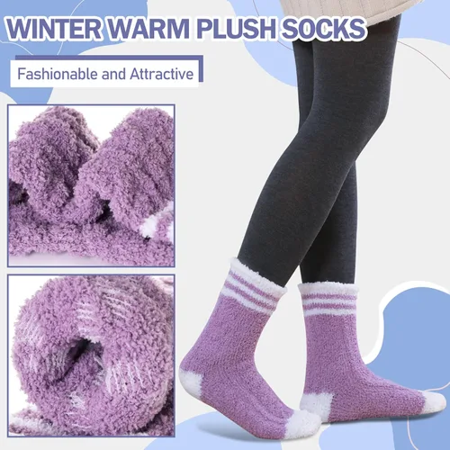 Miniatura 7 de ANTSANG Calcetines peludos para mujer, pantuflas de invierno, mullidos, cómodos, acogedores, calcetines cálidos para el hogar