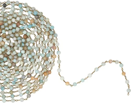 LiQunSweet 16.4 Feet (5 Meters) Handmade Vintage Natural Gemstone Amazonite Stone 6mm Ball Beads Rosary Chains for Jewelry Making