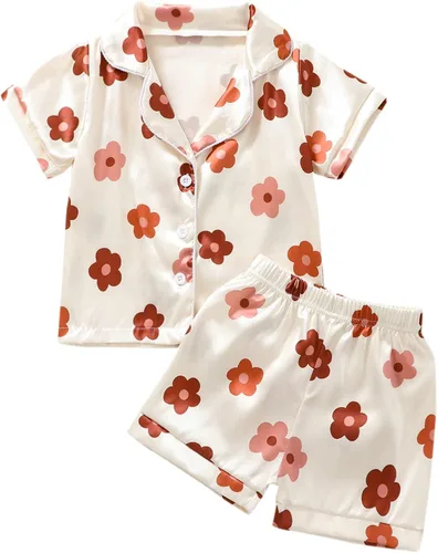 Miniatura 86 de Conjunto de pijama de manga larga con botones para niña pequeña, conjunto de ropa de dormir