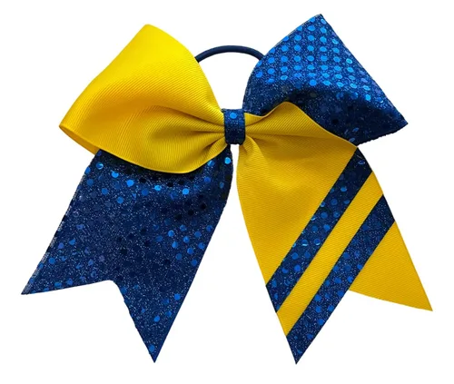 Miniatura 4 de Nuevo "CONFETTI STRIPES Black Gold" Cheer Bow Pony Tail 7 Inch Girls Hair Bows Cheerleading Dance Practice Football Games Competition Birthday Tick