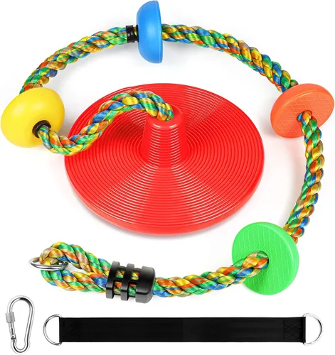ZNCMRR Columpio de cuerda para columpios de disco de árbol, columpio de árbol para niños, asiento de un solo disco y cuerda de escalada para niños,