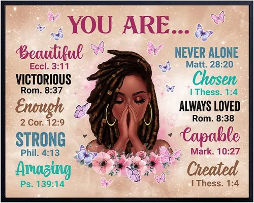 Miniatura 10 de Arte de Pared Afroamericano ENMARCADO - Regalos Cristianos para Mujeres, Mujeres Afroamericanas - Arte Negro de Inspiración - Escritura Espiritual