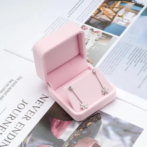 Miniatura 6 de Cajas de regalo de pendientes de terciopelo Caja de joyería (rosa)