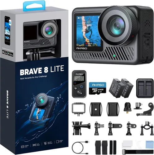 Miniatura 10 de AKASO Brave 8 Lite 4K60 Cámara de acción - Cámara submarina impermeable de 33 pies, foto de 48 MP, video Ultra HD, HDR, pantalla táctil, WiFi 5G