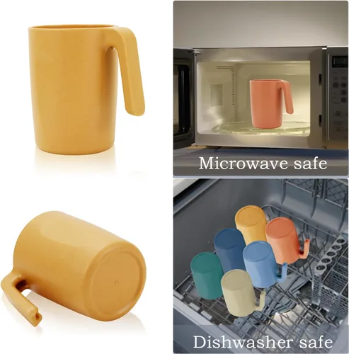 Miniatura 5 de Homienly Tazas de café de paja de trigo, alternativa a las tazas de café de plástico, juego de 6, tazas de café para acampar irrompibles, tazas